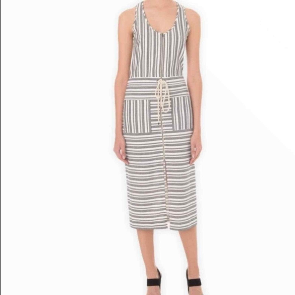 Veronica Beard ivory blue stripe Harbour racerback midi dress sz 4